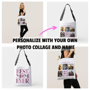 Bolsa Ajustável Melhor Mãe de Todos os Tempos Colagem de Fotos Ros
