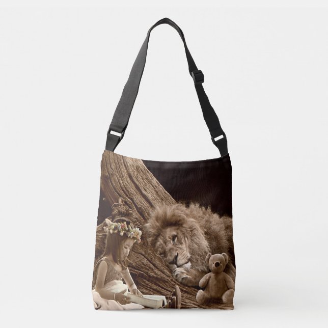 Bolsa Ajustável Menina com leão e urso de ursinho (Frente)