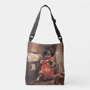 Bolsa Ajustável Menina Meow - Tempo de Leitura de Gato Vintage