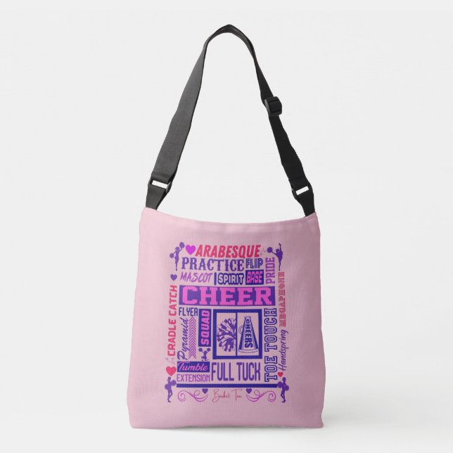 Bolsa Ajustável Meninas Engraçadas Arte de Palavras Rosa e Roxo (Frente)