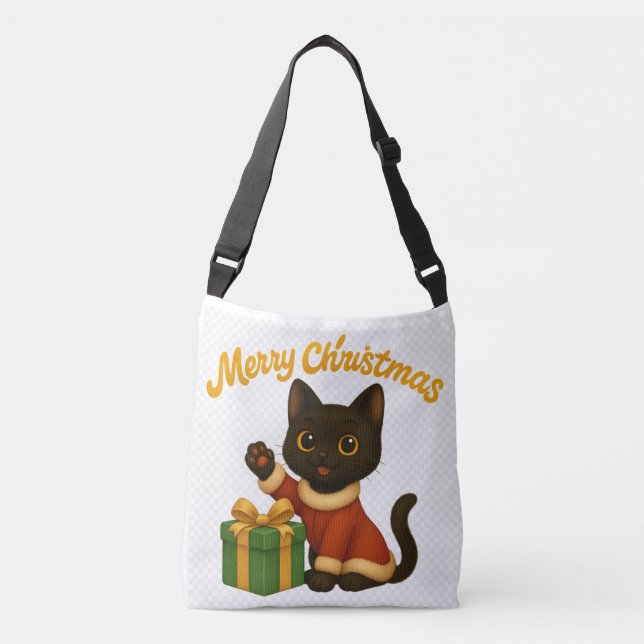 Bolsa Ajustável Merry Christmas with Emi the Black Cat (Frente)