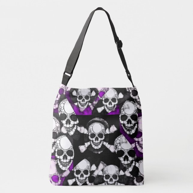Bolsa Ajustável Metal preto roxo do crânio (Verso)