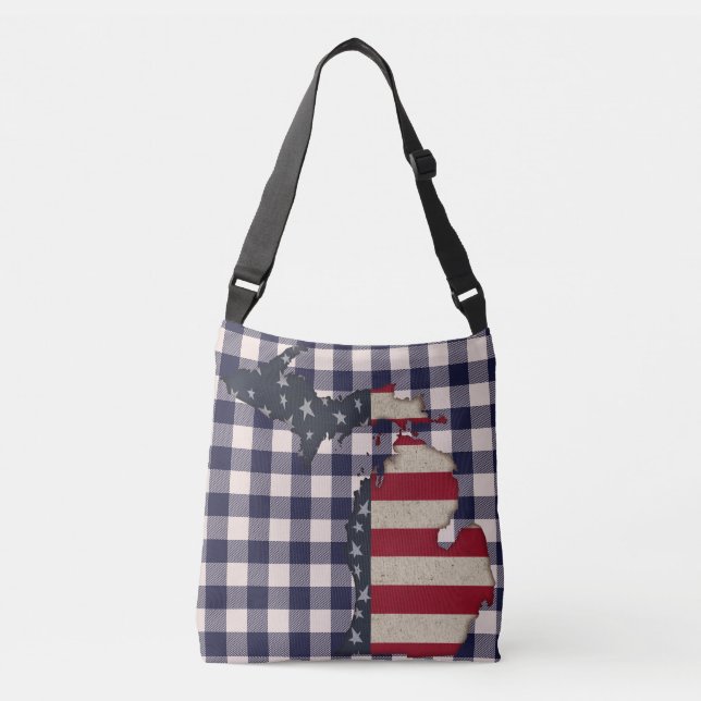 Bolsa Ajustável Michigan Grunge | Americana | Patriótico (Frente)