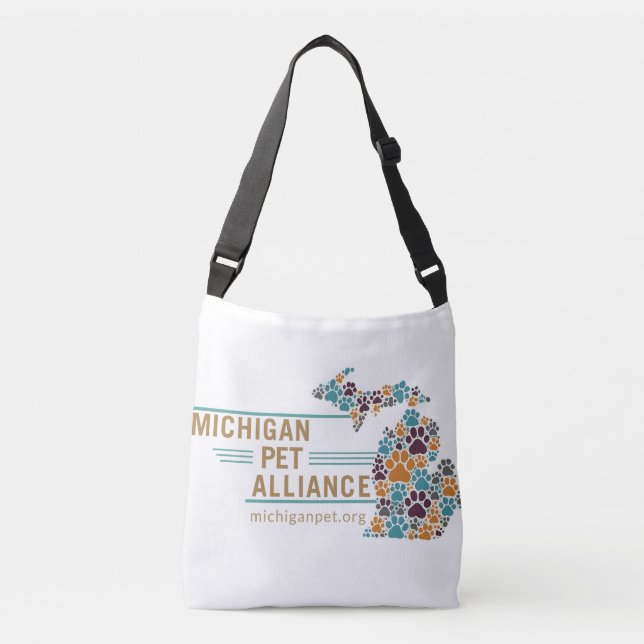 Bolsa Ajustável Michigan Paw Prints and One Voice Crossbody Bag (Frente)
