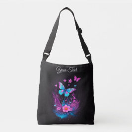 Bolsa Ajustável moda negra pintada d'água Borboletas florais