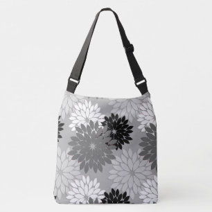 Bolsa Ajustável Modern Floral Kimono Impressão, Cinza, Preto e Bra