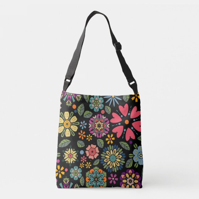 Bolsa Ajustável Modern Retro Floral Drawing Seamless Pattern Art (Verso)