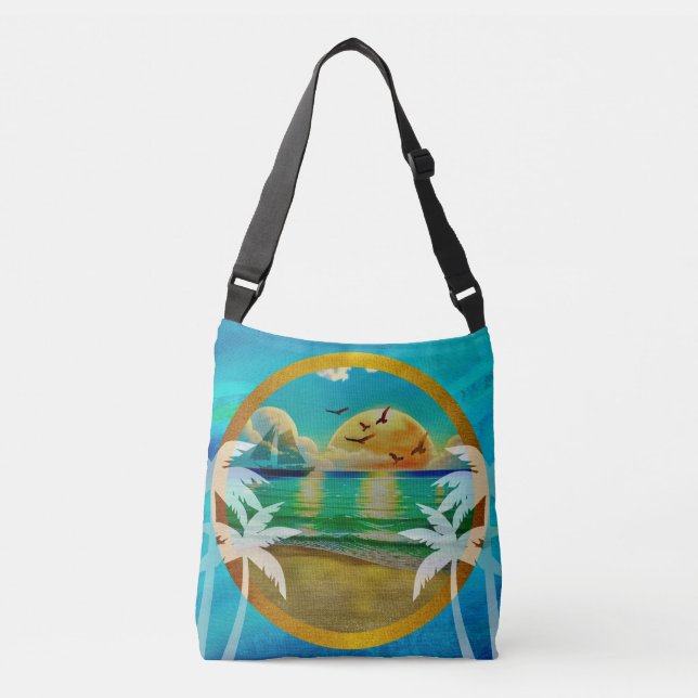 Bolsa Ajustável Moderna Floresta Tropical de Palmeiras Sunset (Frente)