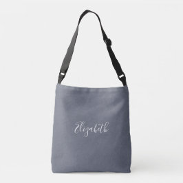Bolsa Ajustável Moderno Elegante Cinza Azul Faux Linen