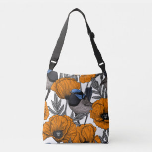 Bolsa Ajustável Moinhos de fada e flores de papoila laranja 2