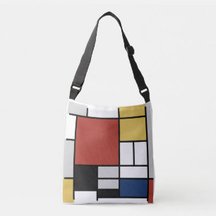 Bolsa Ajustável Mondrian Painting Red Plane Yellow Black Cinza Blu