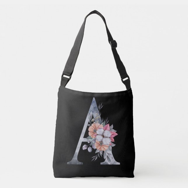 Bolsa Ajustável Monograma A Florais Azuis (Frente)