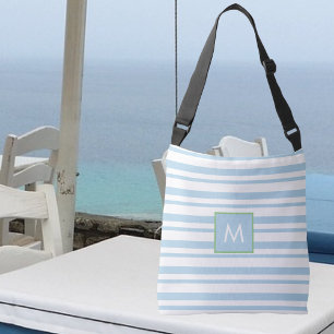 Bolsa Ajustável Monograma Branco e Azul Claro