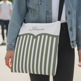 Bolsa Ajustável Monograma com Listras Verdes Oliva