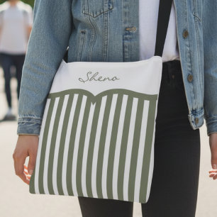 Bolsa Ajustável Monograma com Listras Verdes Oliva