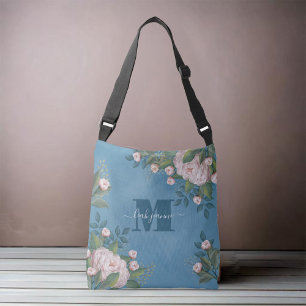 Bolsa Ajustável Monograma Cor-de-Rosa, Floral, Personalizado Inici