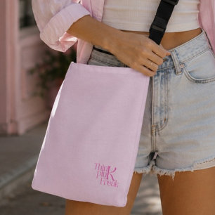 Bolsa Ajustável Monograma Cor-de-Rosa Minimalista Moderno Think Pi