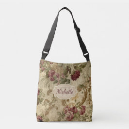 Bolsa Ajustável Monograma cor-de-rosa & nome do vinho floral do
