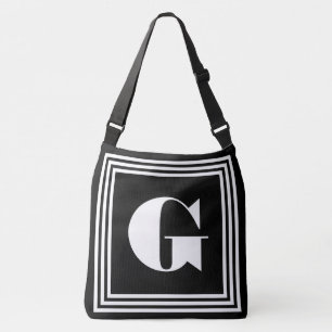 Bolsa Ajustável Monograma de 3 Quadros Negrito Preto e branco