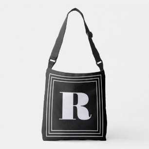 Bolsa Ajustável Monograma de 3 Quadros Preto e branco