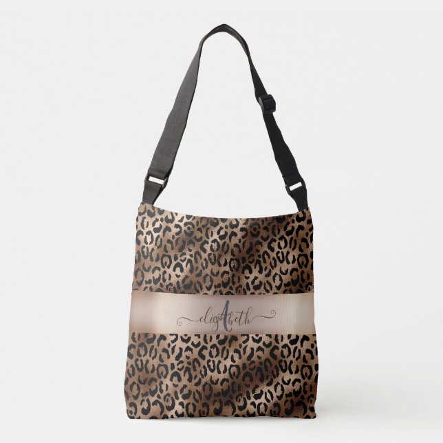 Bolsa Ajustável Monograma de Bronze Preto-Padrão-Leopardo (Frente)