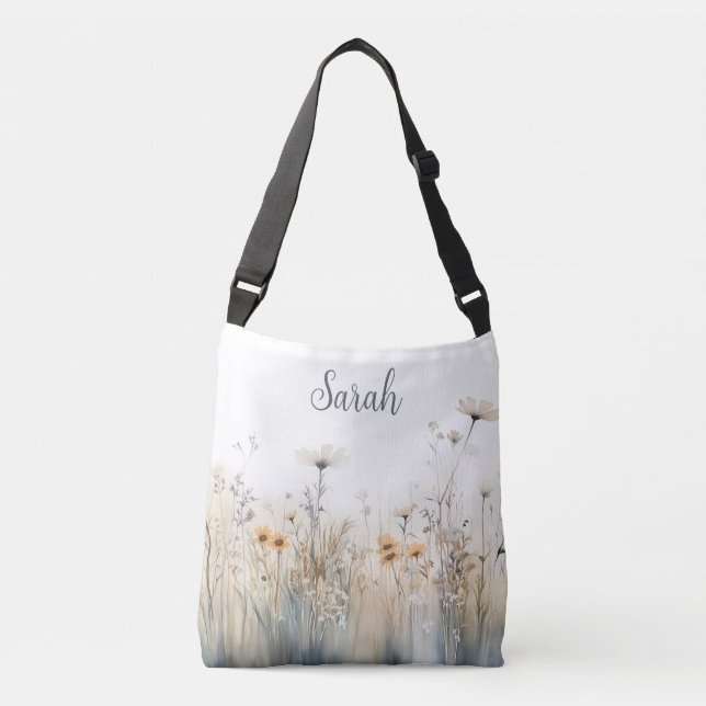 Bolsa Ajustável Monograma de Campo Rústico de Flores Silvestres (Frente)