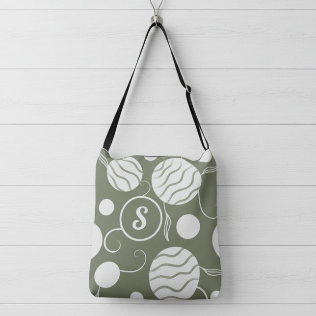 Bolsa Ajustável Monograma de Círculos de Creme (Custom letter, graphic flair, and zip-top ease.)