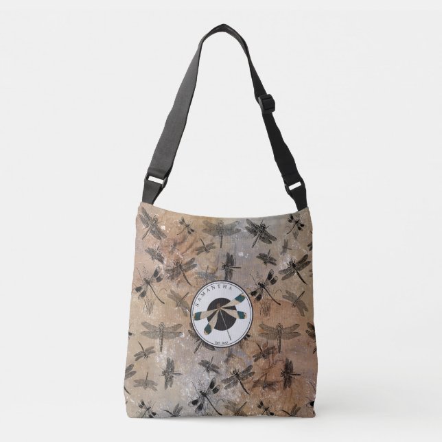 Bolsa Ajustável Monograma de Entomologia de Libélula Angustiada (Frente)