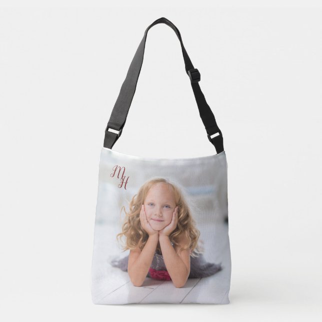 Bolsa Ajustável Monograma de Fotografias Personalizadas da Família (Frente)