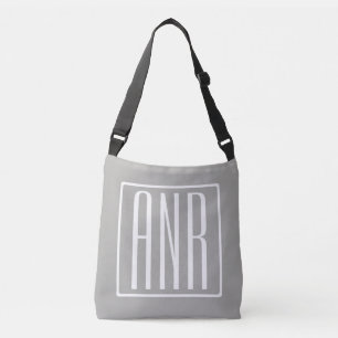 Bolsa Ajustável Monograma de Iniciais Branco no Cinza Claro