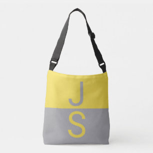 Bolsa Ajustável Monograma de Iniciais Modernas Amarelo e Cinza
