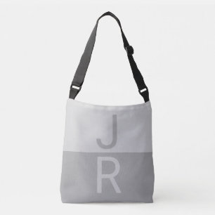 Bolsa Ajustável Monograma de Iniciais Modernas Cinza Claro e Cinza
