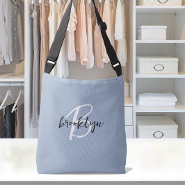 Bolsa Ajustável Monograma de letra manuscrita azul empoeirado mode