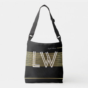 Bolsa Ajustável monograma de linhas estilo douradas entrelaçadas