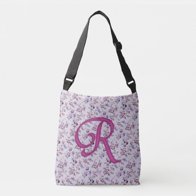 Bolsa Ajustável Monograma de luxo floral R (Frente)