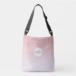 Bolsa Ajustável Monograma de Mão Rosa Glitter Dourada rosa