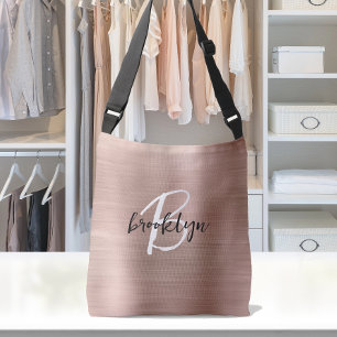 Bolsa Ajustável Monograma de Metal Escovado em Rose Gold em Letra 