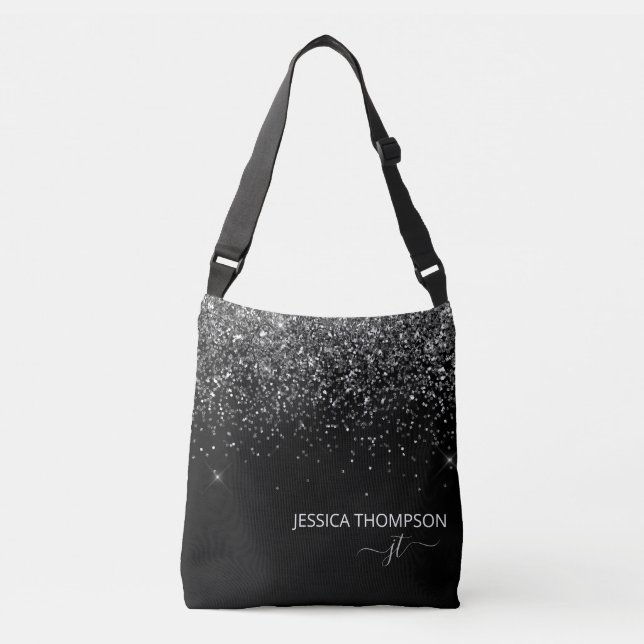 Bolsa Ajustável Monograma de nome de script simples com brilho pre (Frente)