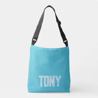 Bolsa Ajustável Monograma de Nome Personalizado Azul do Céu Sólido