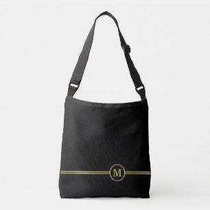 Bolsa Ajustável Monograma de ouro elegante a preto 