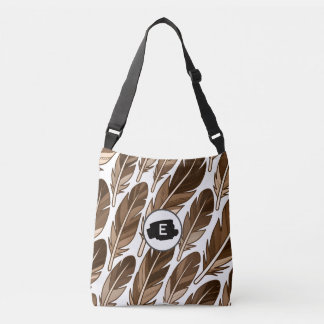 Bolsa Ajustável Monograma de pena de boho personalizado Bag de cor