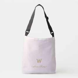 Bolsa Ajustável Monograma de Script Dourado Cor-de-rosa-Blush Mode