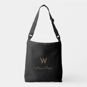 Bolsa Ajustável Monograma de Script Dourado Preto Moderno