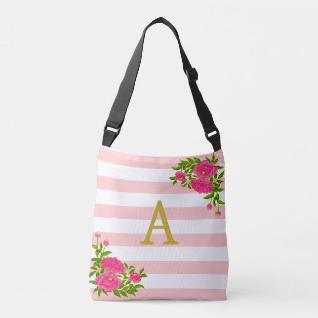 Bolsa Ajustável Monograma do ouro em branco e cor-de-rosa (Frente)