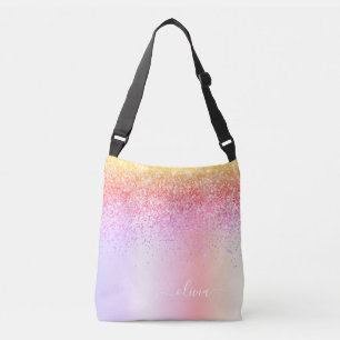 Bolsa Ajustável Monograma Dourado da Largura Roxa Prosa do Pastel