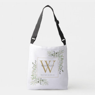 Bolsa Ajustável Monograma Dourado de Aguarela Verde