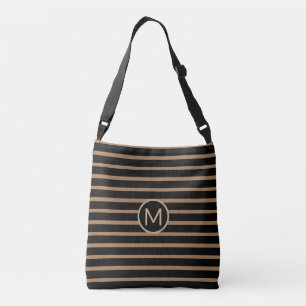 Bolsa Ajustável Monograma Elegante em Black & Brown Striped