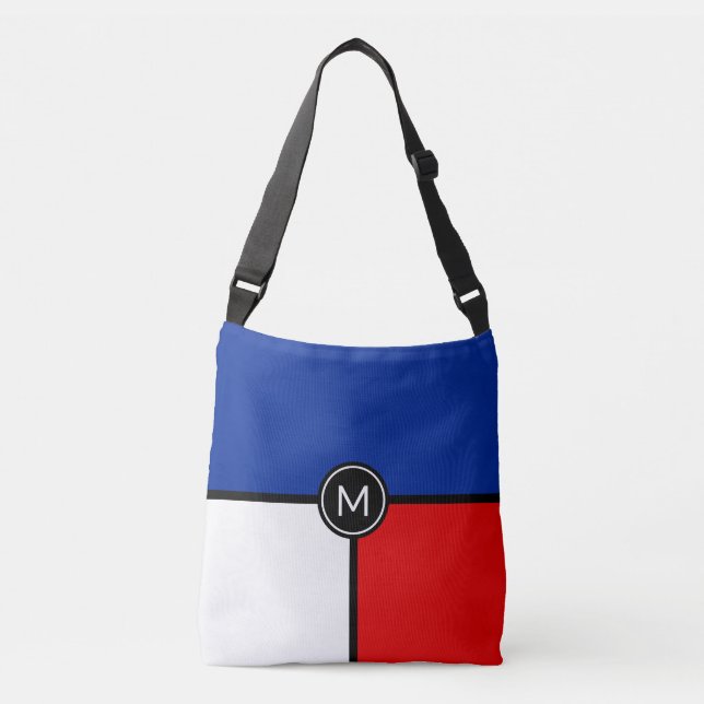 Bolsa Ajustável Monograma em Bag Azul, Vermelho e Branco (Frente)