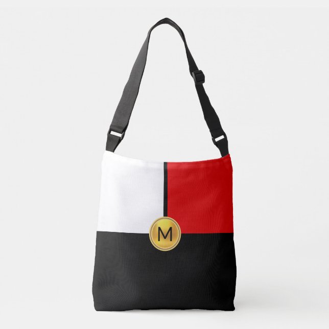 Bolsa Ajustável Monograma em preto, vermelho e branco (Frente)