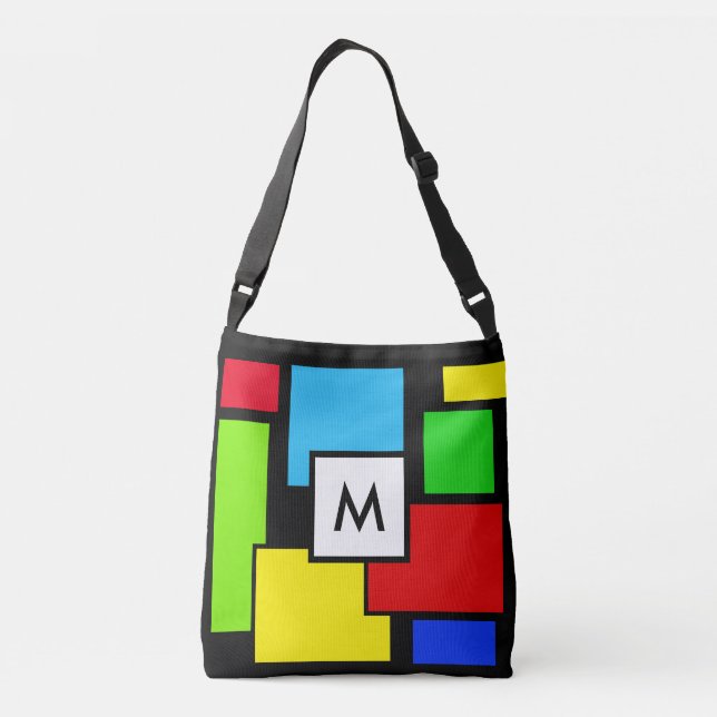 Bolsa Ajustável Monograma em quadrados multicoloridos (Verso)